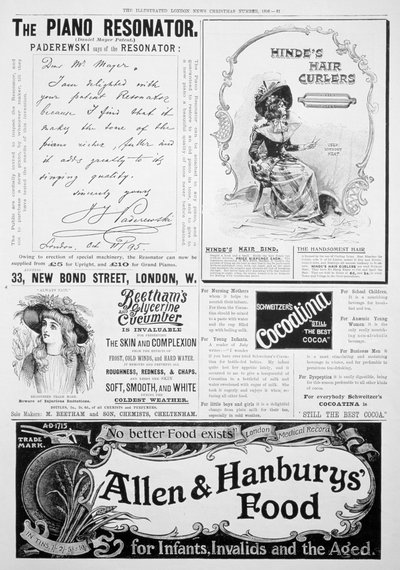 Reklamní stránka v Illustrated London News, vánoční číslo, 1896 od Unbekannt