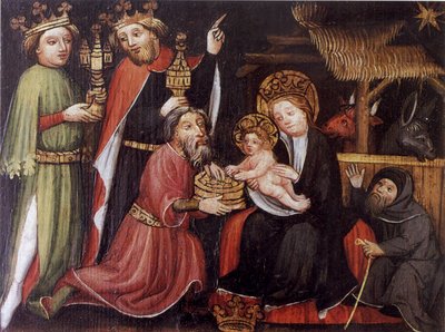 Klanění tří králů, neznámý mistr, asi 1400; Nadace evangelické nemocnice Isny od Unbekannt