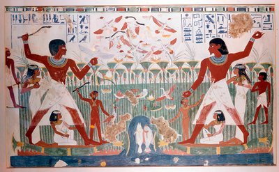 Staří Egypťané loví divoké ptactvo vrhacími holemi od Unbekannt