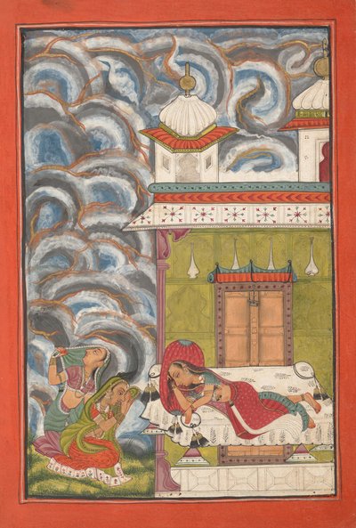 Andhrayaki Ragini: Folio ze série ragamala Garland of Musical Modes, ca. 1710. od Unbekannt