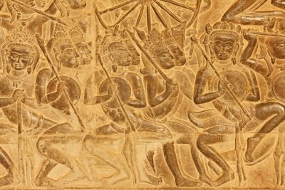 Angkor Wat Detail reliéfní sochy z bitvy u Kurukshetra, Siem Reap, Kambodža od Unbekannt