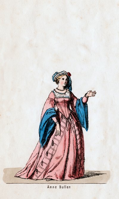Anne Boleyn, návrh kostýmů pro Shakespearovu hru, Jindřich VIII., 19. století od Unbekannt