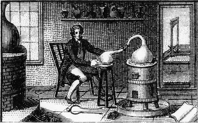 Antoine Laurent Lavoisier, francouzský chemik z 18. století, ve své laboratoři, 1814 od Unbekannt