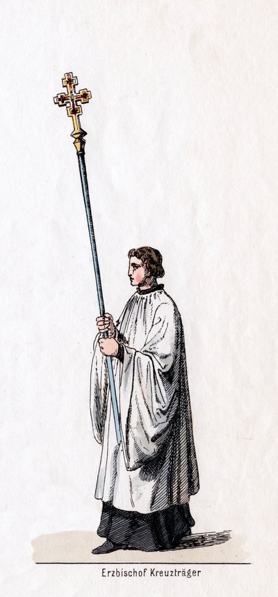 Arcibiskupský křížový nosič, návrh kostýmů pro Shakespearovu hru, Jindřich VIII., 19. století od Unbekannt