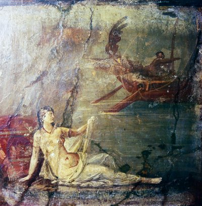 Ariadna opuštěná Théseem, římská nástěnná malba z Herculanea, 1. stol od Unbekannt