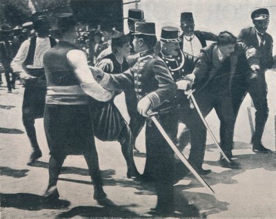Zatčení Gavrila Principa, vraha arcivévody Františka Ferdinanda, 1914 od Unbekannt