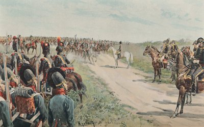 Příjezd Napoleona mezi Bavory a Sasy, 1896 od Unbekannt
