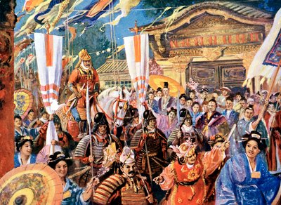 Umělecký dojem z Yorimota, japonský válečník 12. století, 20. století od Unbekannt