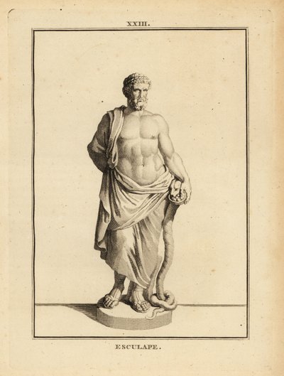 Asclepius, řecký bůh lékařství s hadí propletenou holí od Unbekannt