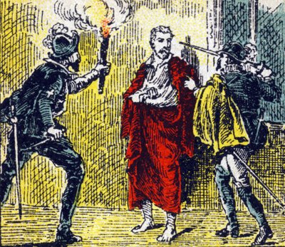 Atentát na Gasparda de Coligny během masakrů v Saint Barthelemy denomme Besme dne 24. srpna 1572. Rytina v „Histoire de France“. Série reklamních obrázků zveřejněných jménem Louita, 24 rue d