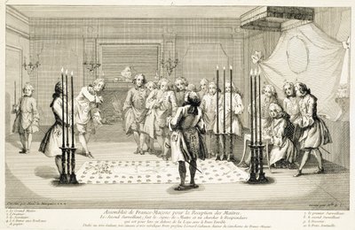 Shromáždění svobodných zednářů před zasvěcením mistra, c1733 od Unbekannt