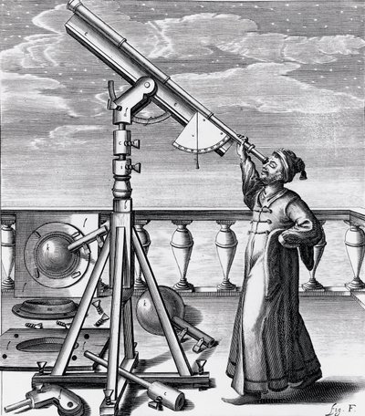 Astronomický dalekohled s pozorovatelem od Unbekannt