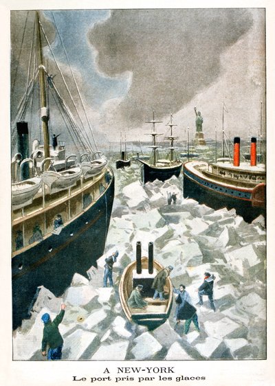 V New Yorku, přístav obsazený ledem, 1901 od Unbekannt