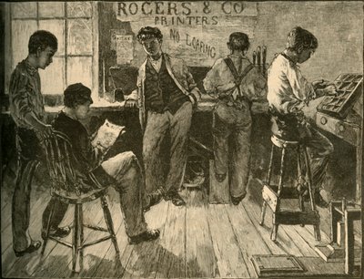Při práci v tiskárně, 1881. od Unbekannt