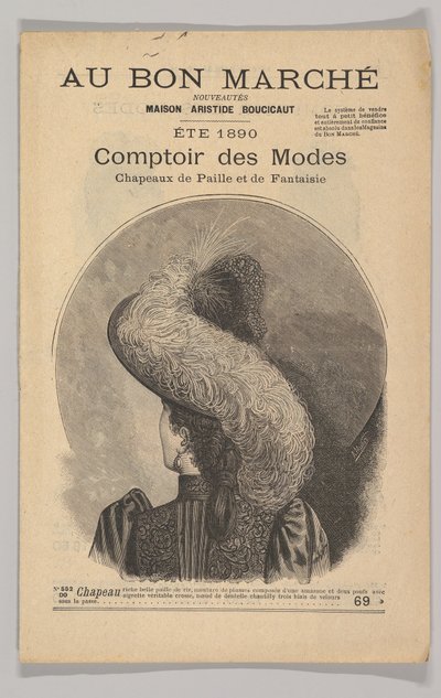 Au Bon Marché-Comptoir des Modes, Efektní slaměné klobouky, léto 1890, 1890. od Unbekannt