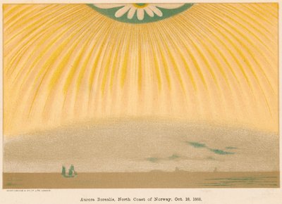 Aurora Borealis nebo Northern Lights pozorovaná ze severního Norska, 10. října 1868, 1906 od Unbekannt