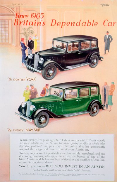 Reklama na auto v Austinu, 1935 od Unbekannt