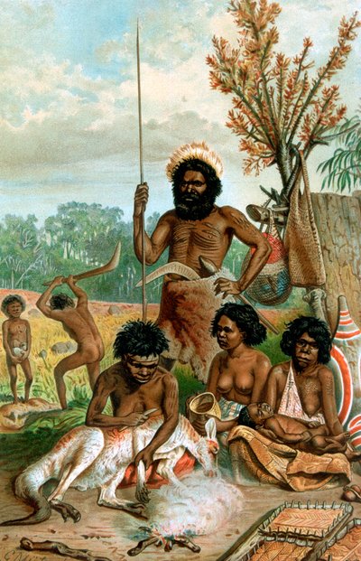 Australští domorodci porážející klokana, 1885-1888 od Unbekannt