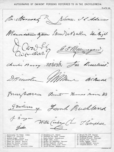 Autogramy významných osobností, 19. století od Unbekannt