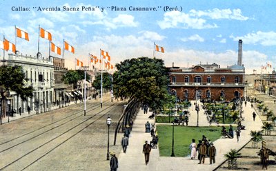 Avenida Saenz Pena a Plaza Casanave, Callao, Peru, 1900 od Unbekannt