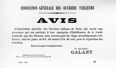 Avis, z francouzských politických plakátů Pařížské komuny, květen 1871 od Unbekannt