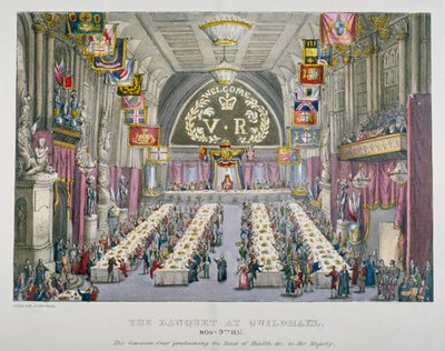 Banket v Guildhall na počest královny Viktorie, City of London, 1837 od Unbekannt