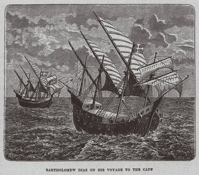 Bartholomew Diaz na své cestě do Jižní Afriky, 1878 od Unbekannt