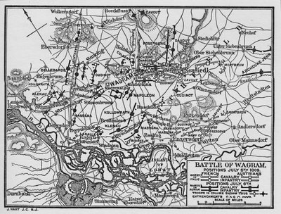 Bitva u Wagramu, pozice 5. července 1809, 1896. od Unbekannt