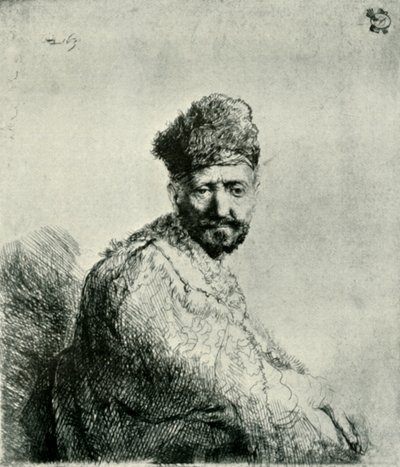 Vousatý muž v chlupaté orientální čepici a róbě: otec umělce, 1631, 1906. od Unbekannt