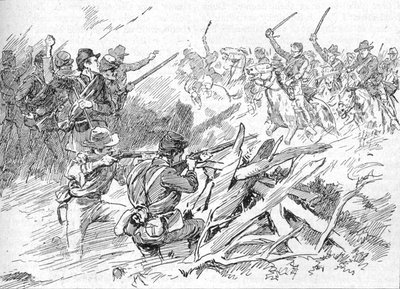 Behind The Rough Breastworks Lay The Michigan Men, 1902 od Unbekannt