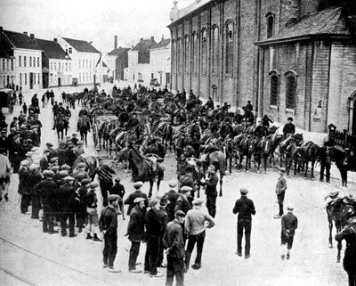 Belgická děla, vyrobená firmou Krupp, připravující se na bitvu u Gentu, Belgie, první světová válka, 1914 od Unbekannt