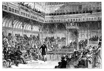 Benjamin Disraeli představuje svůj reformní zákon v Dolní sněmovně, c1867 od Unbekannt