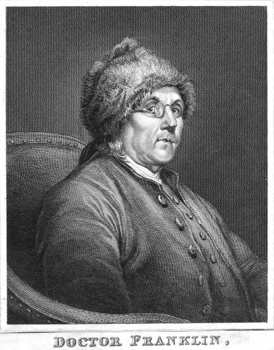 Benjamin Franklin, americký vědec, vynálezce a státník, konec 18. století od Unbekannt