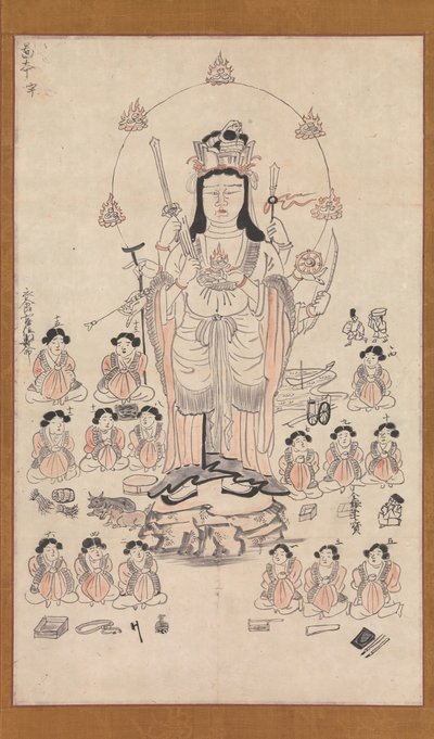 Benzaiten a patnáct účastníků, 13. století. od Unbekannt