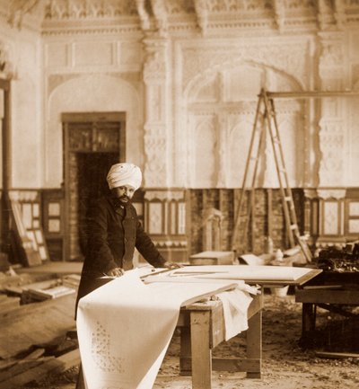 Bhai Ram Singh při práci v Indian Room, Osborne House, Isle of Wight, 1892 od Unbekannt