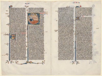 Bifolium z Bible: Initial E[t factum est] s Ezechielem, c. 1290. od Unbekannt