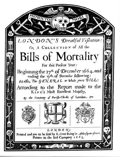 Účet úmrtnosti pro Londýn, pokrývající část období velkého moru, 1664-1665 od Unbekannt