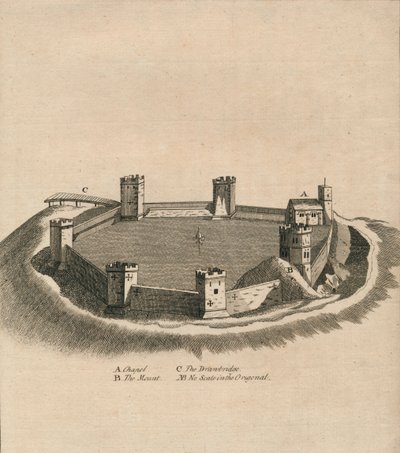 Pohled z ptačí perspektivy na Oxford Castle v Oxfordshire, c1800 od Unbekannt