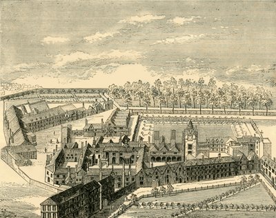 Pohled z ptačí perspektivy na Old Charterhouse, c1872. od Unbekannt