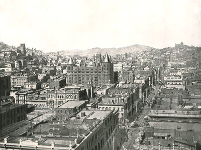 Pohled z ptačí perspektivy z věže Chronicle Building, San Francisco, USA, 1895. od Unbekannt