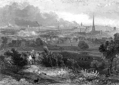Birmingham při pohledu z jihu ukazuje kouřící komíny, c1860 od Unbekannt