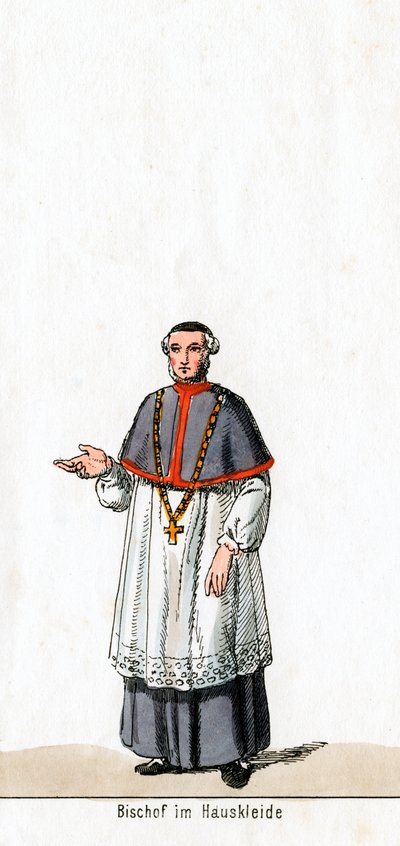 Biskup v domácích šatech, návrh kostýmů pro Shakespearovu hru, Jindřich VIII., 19. století od Unbekannt