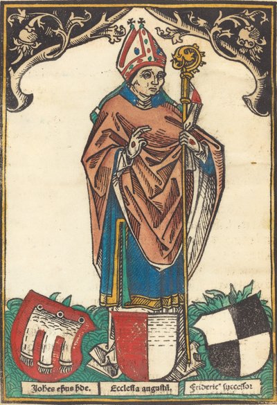 biskup z Augsburgu se třemi erby, c. 1485. od Unbekannt