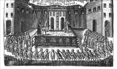 Požehnání ruského nového roku od Georga Adama Schleissinga Derer beiyden Czaaren v Reussland Ivan a Peter Alexewiz, 1693 od Unbekannt