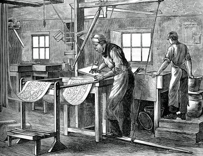 Blokové tiskárny v práci, c1880 od Unbekannt