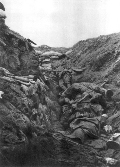 Těla v příkopu v Mort Homme, Verdun, Francie, 9. dubna 1916 od Unbekannt