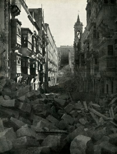 Poškození bombou na maltské ulici, druhá světová válka, 1942 1944. od Unbekannt