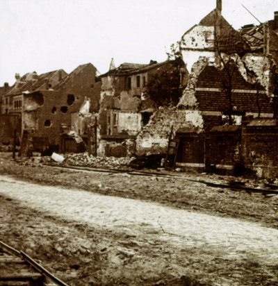 Vybombardované budovy, Nieuwpoort, Flandry, Belgie, c1914-c1918 od Unbekannt