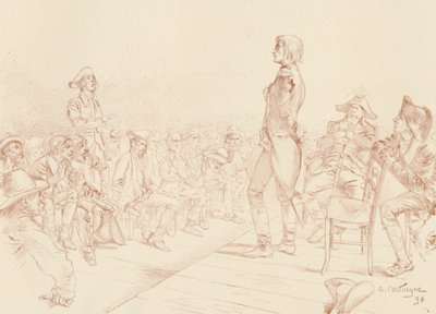 Bonaparte oslovuje Jacobin Club na Korsice, c1789, 1896 od Unbekannt