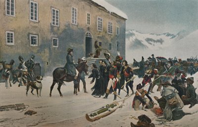 Bonaparte přijat mnichy z Mount St. Bernard. Průchod Alp, květen 1800, 1896 od Unbekannt